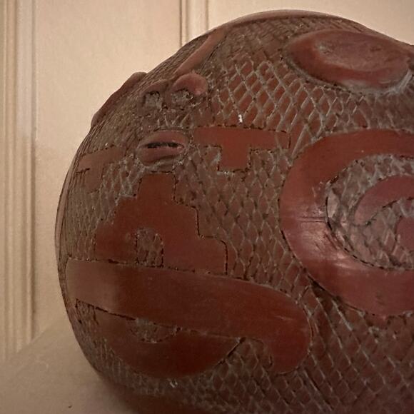 Terracotta Art Pottery Primitive Vase Handmade Collectible Native bull red rust - Picture 12 of 12